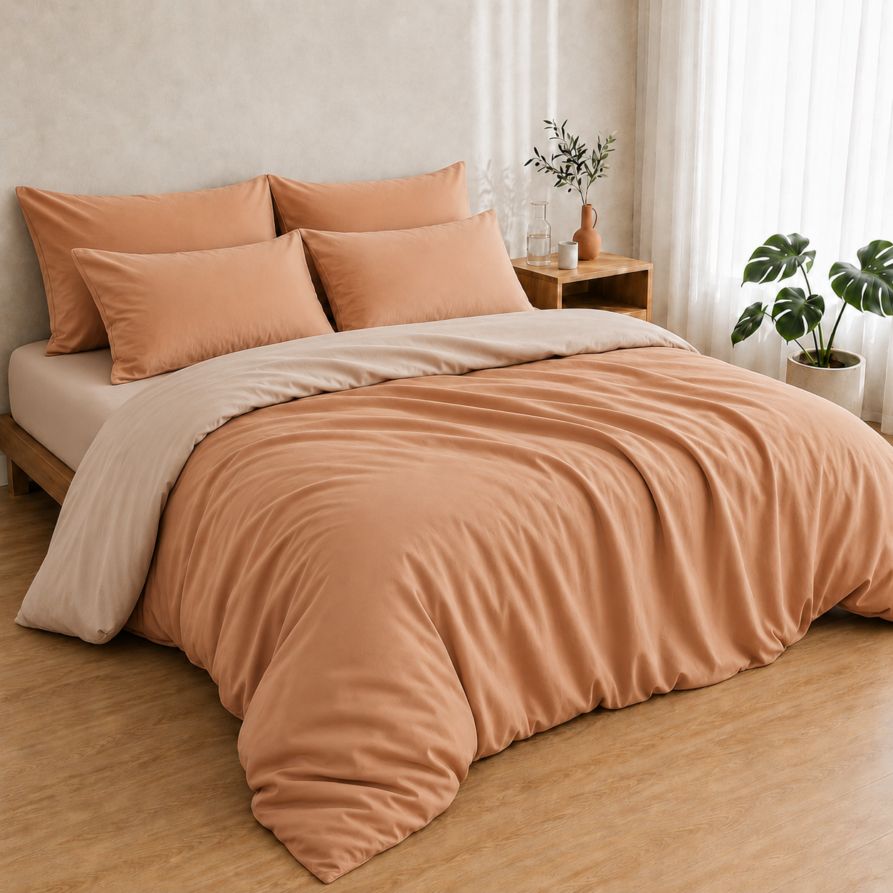 Bamboo Duvet Cover — Orange Cream