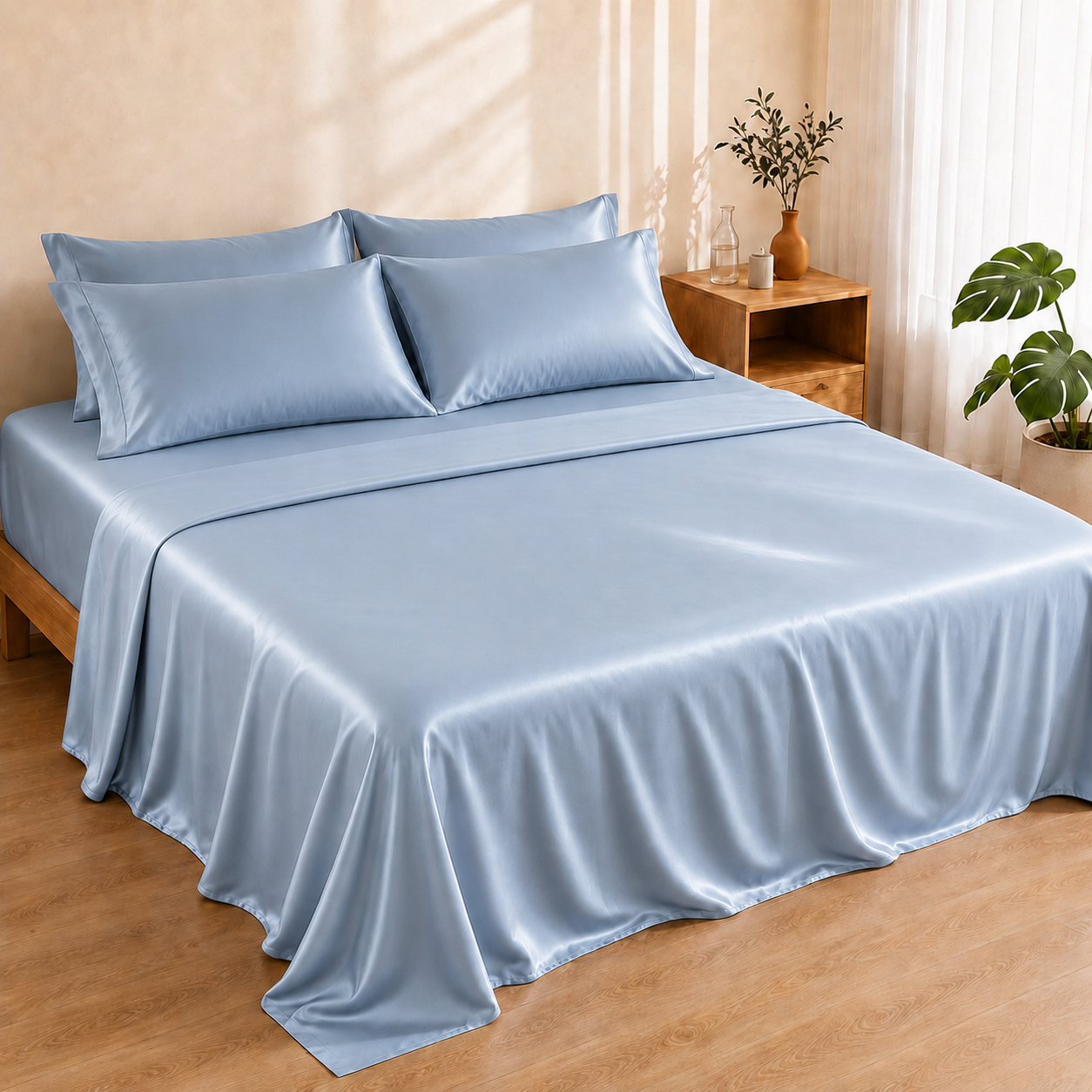 Bamboo Flat Sheet — Coastal Blue