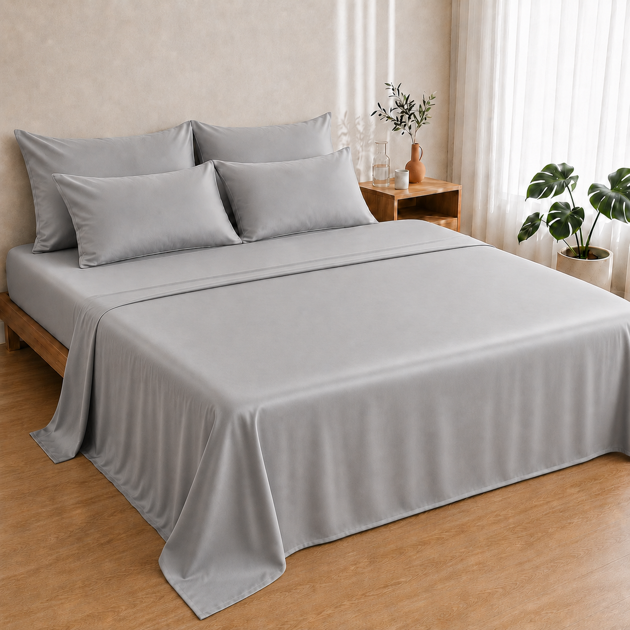 Bamboo Flat Sheet - Dove Grey