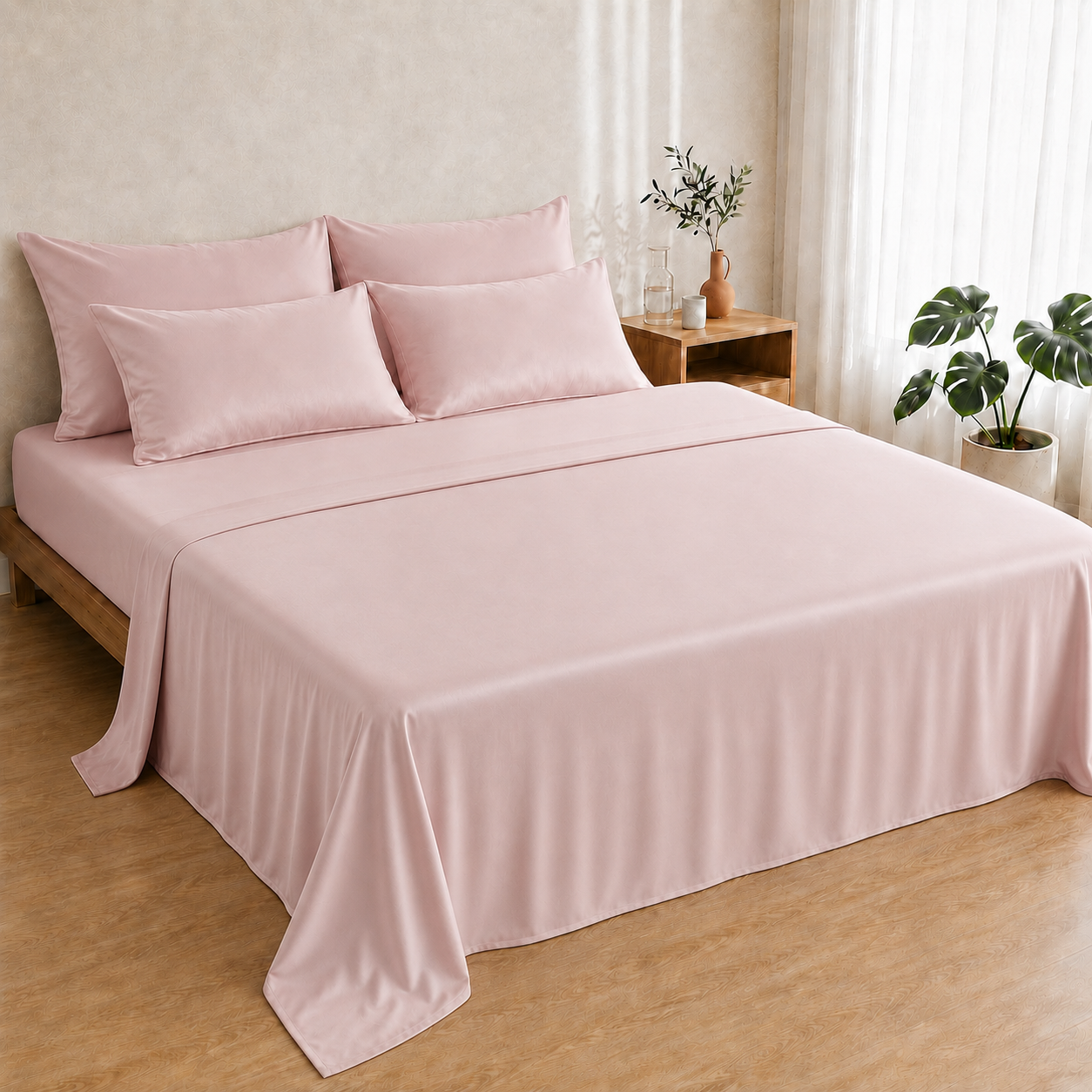 Bamboo Flat Sheet — Petal Pink