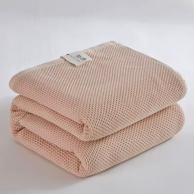 Cotton Soft Waffle Blanket - Tea White