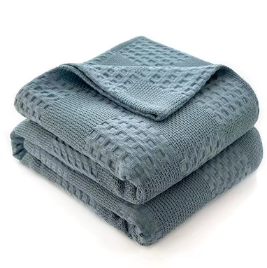 Cotton Soft Waffle Throw Blanket - Seaglass