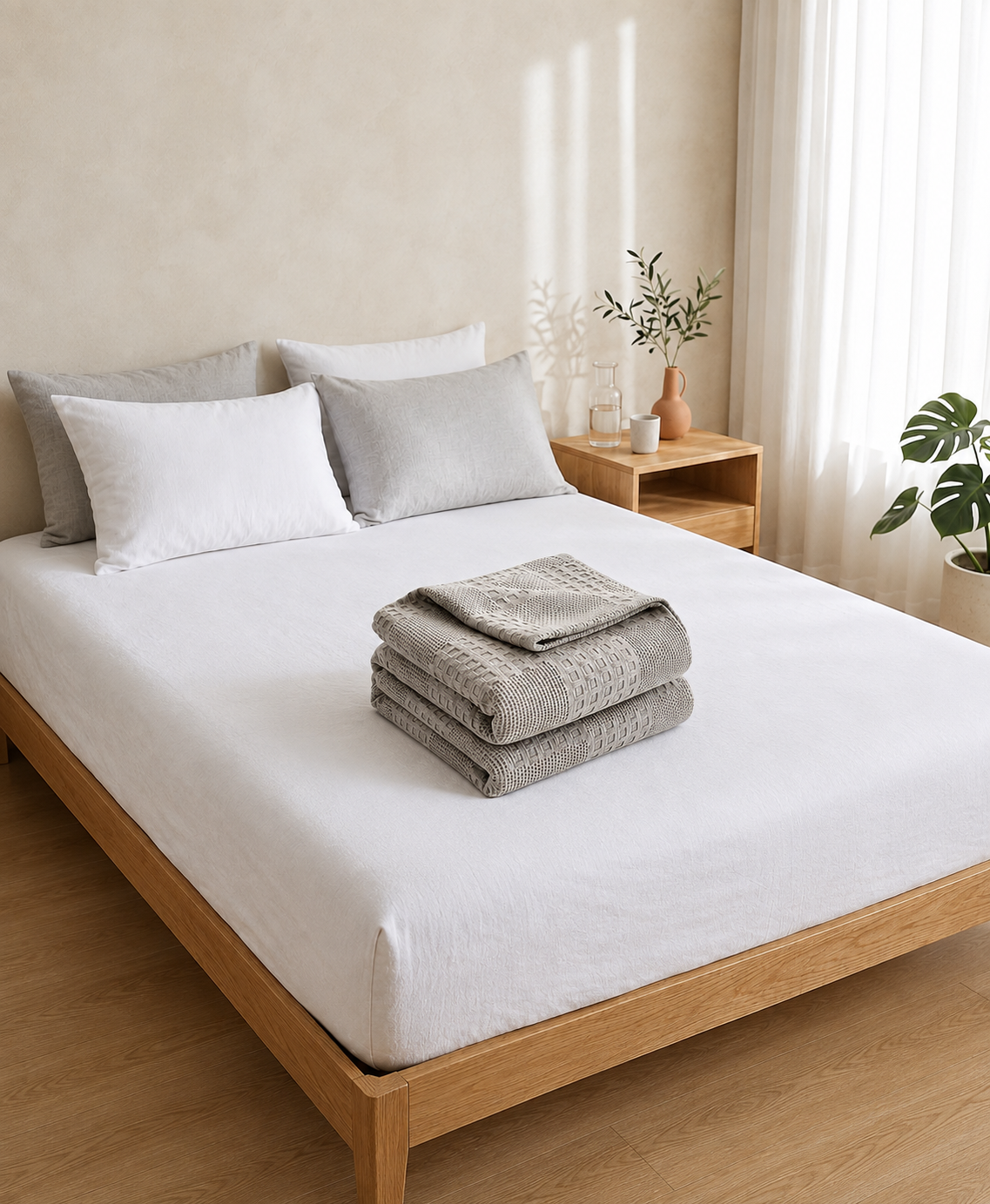 Cotton Soft Waffle Throw Blanket