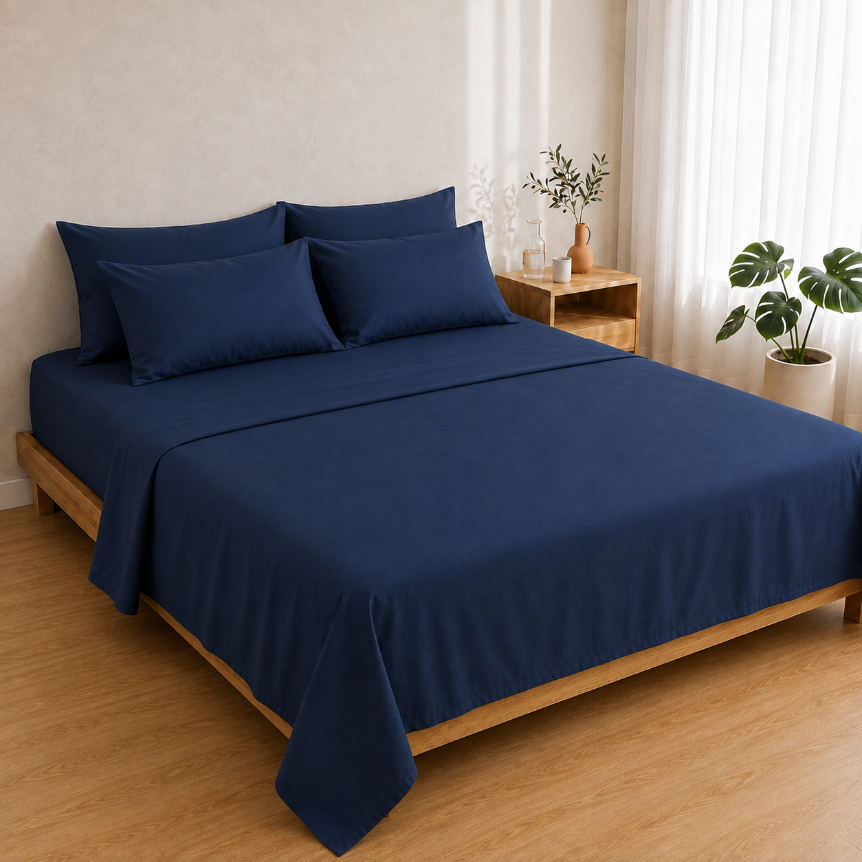 Egyptian Cotton 4PC Set — Deep Sea Blue