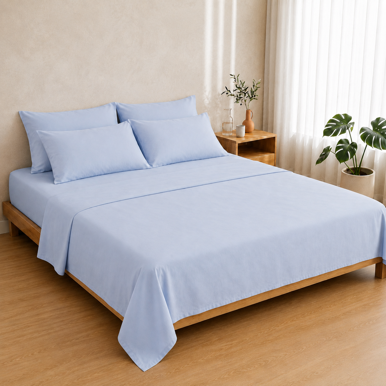 Egyptian Cotton 4PC Set — Soft Sky Blue