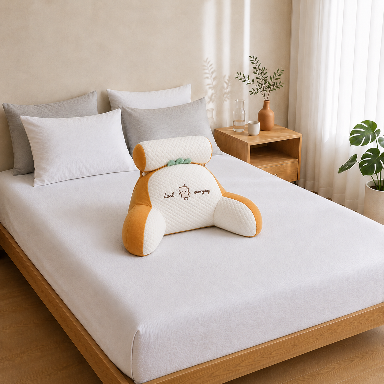 Ergonomic Reading Pillow — Apricot