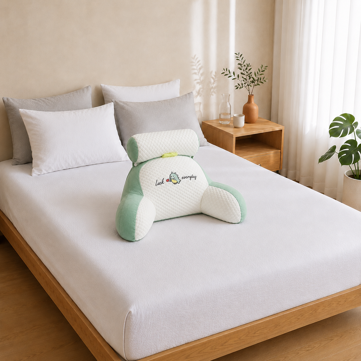 Ergonomic Reading Pillow — Light Green