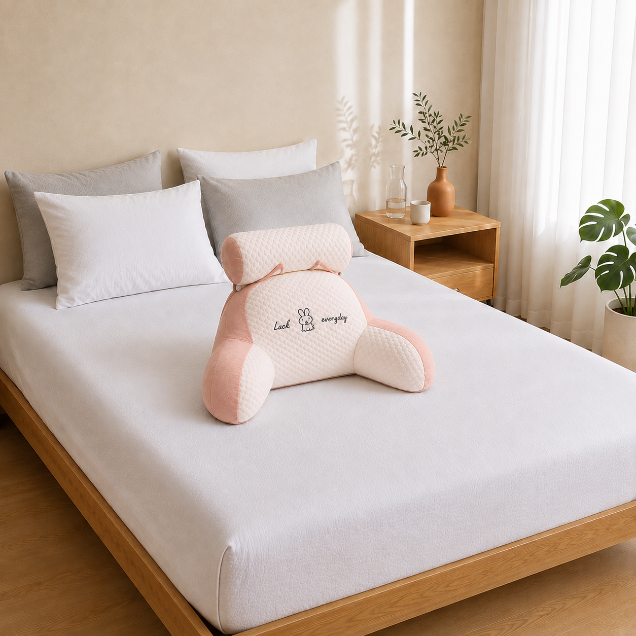 Ergonomic Reading Pillow — Light Pink