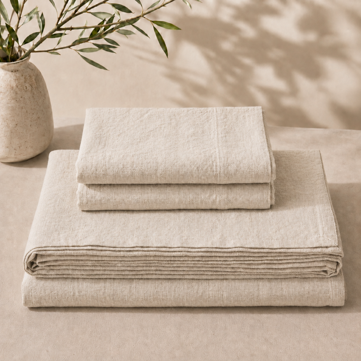French Linen 4PC Set - Almond Cream