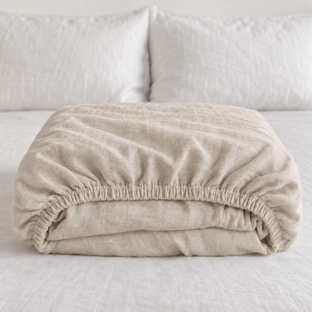 French Linen Fitted Sheet - Natural Linen