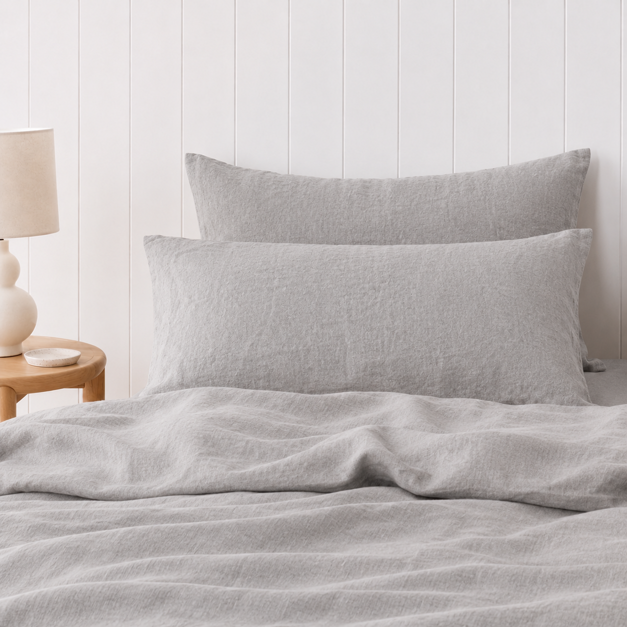 French Linen Pillowcase — Dove Grey