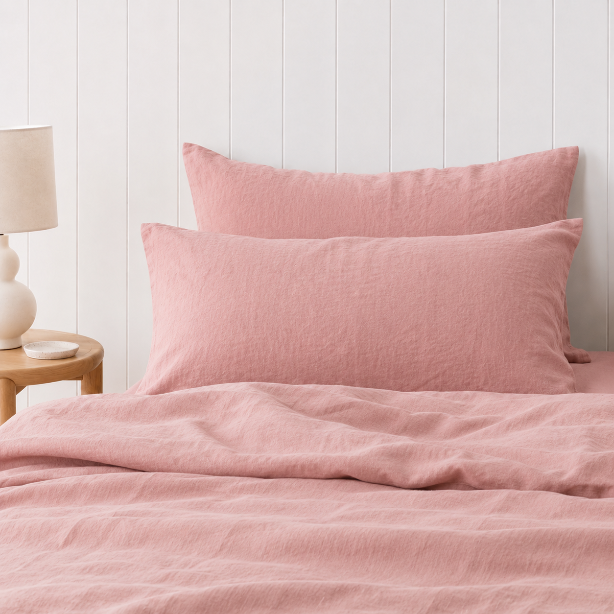 French Linen Pillowcase — Petal Pink
