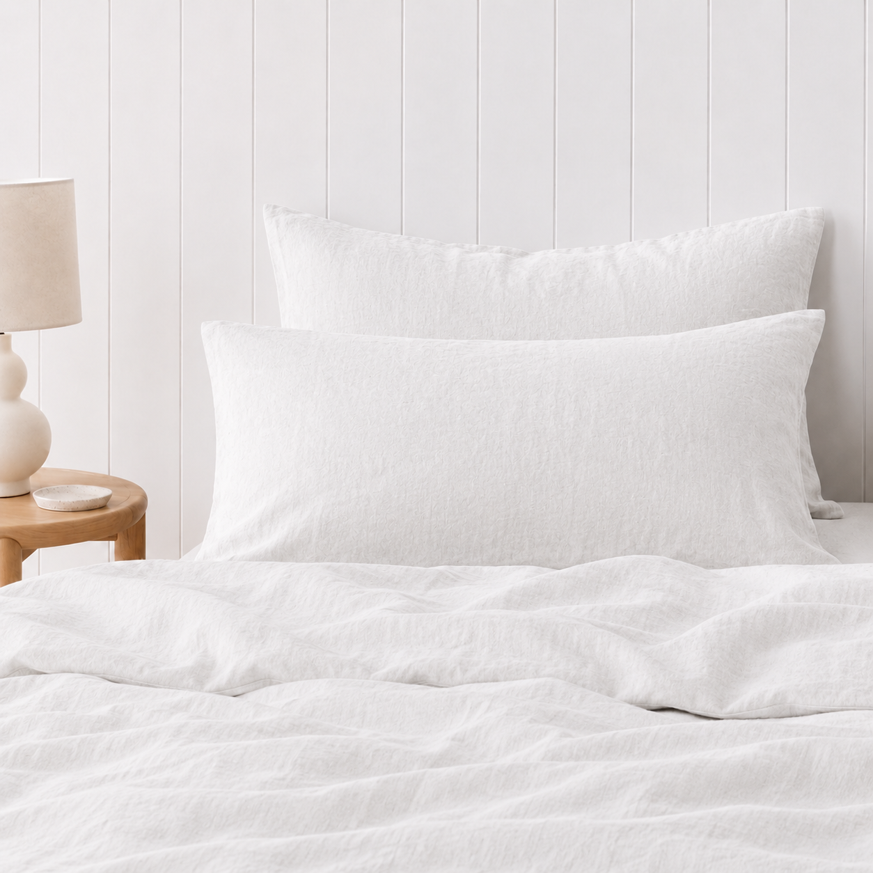 French Linen Pillowcase — Soft White