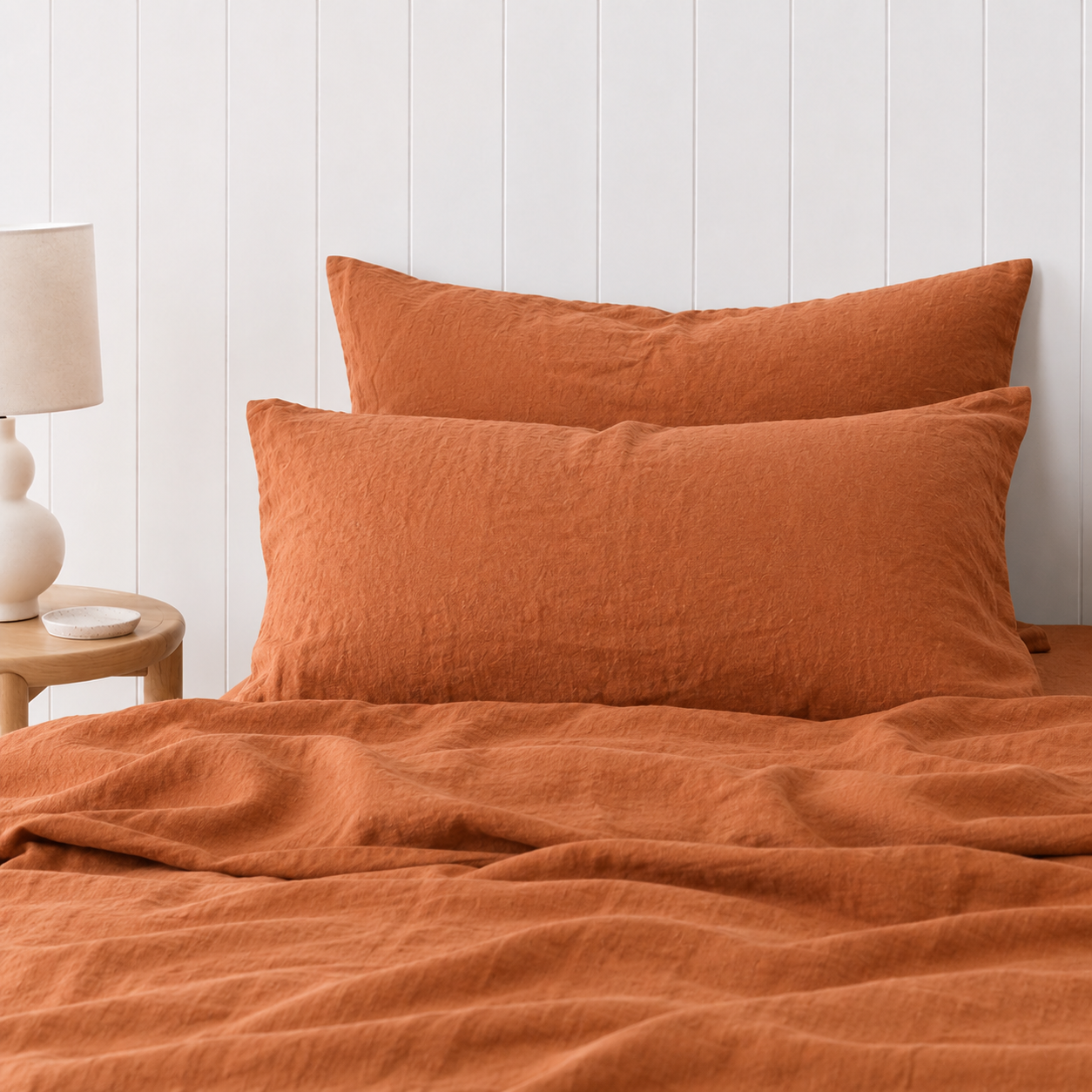 French Linen Pillowcase — Sunset Orange