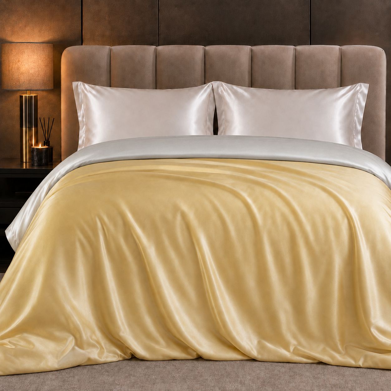 Mulberry Silk Duvet Cover - Champagne And Pearl Grey