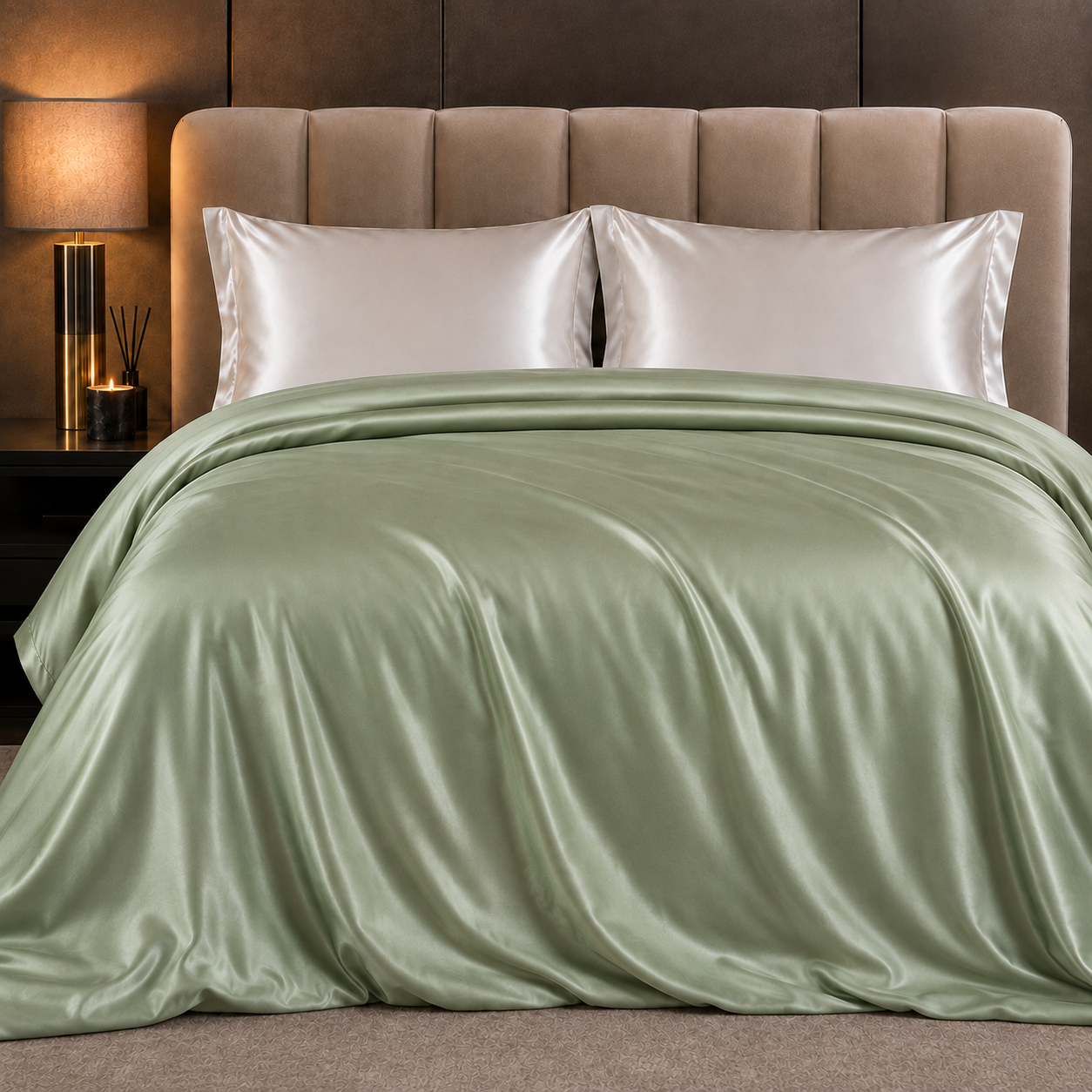 Mulberry Silk Duvet Cover - Champagne And Pearl Grey