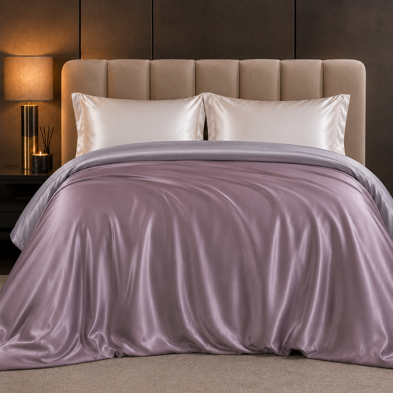 Mulberry Silk Duvet Cover — Mauve Pearl And Grey