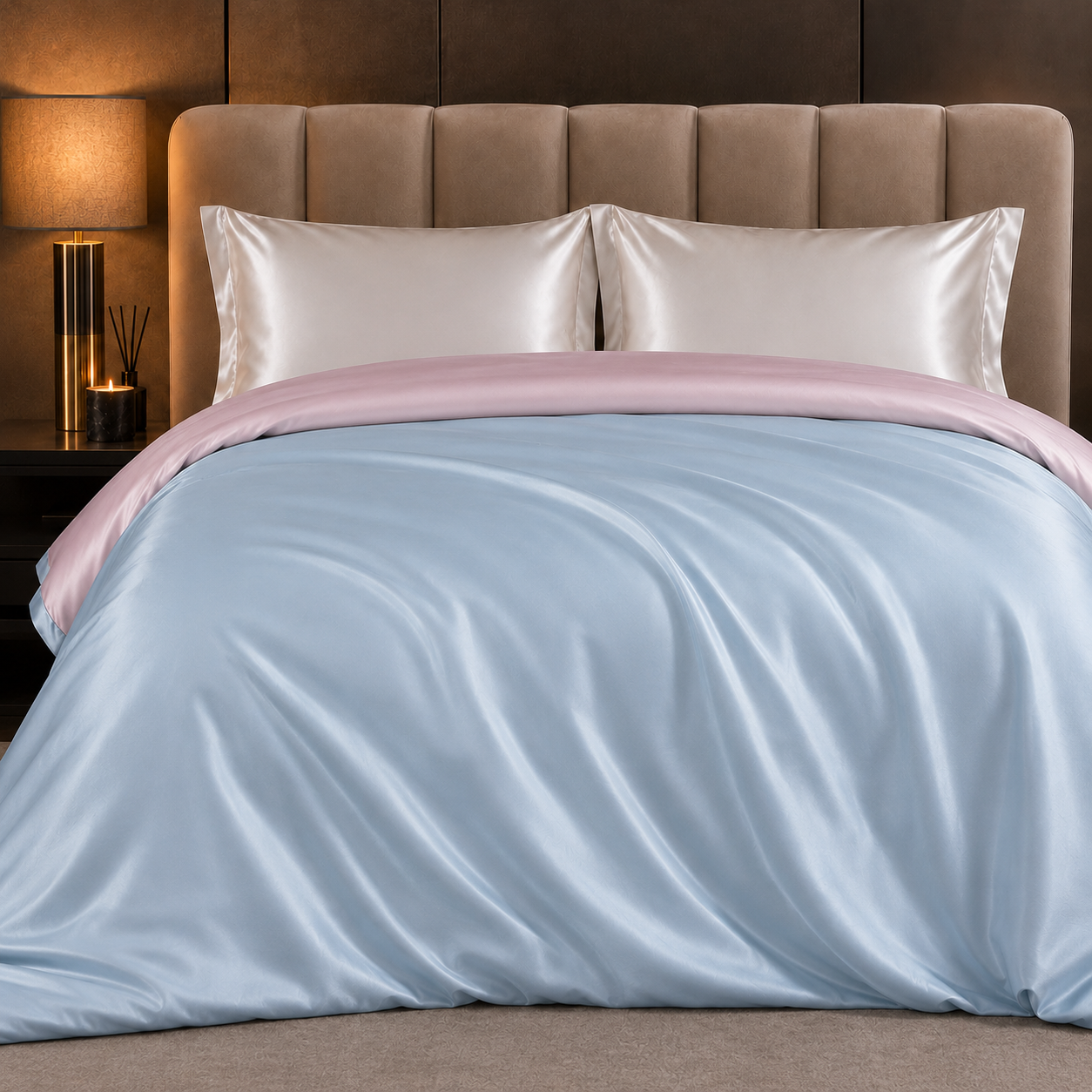Mulberry Silk Duvet Cover — Pearl Blue And Pink