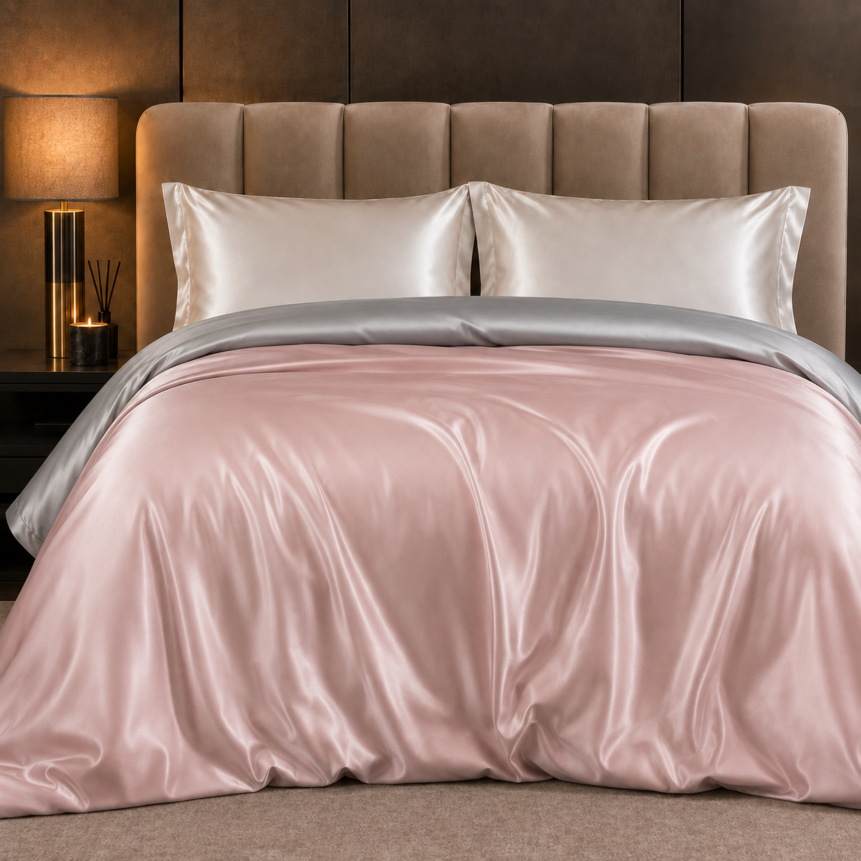 Mulberry Silk Duvet Cover — Pink Pearl And Silver