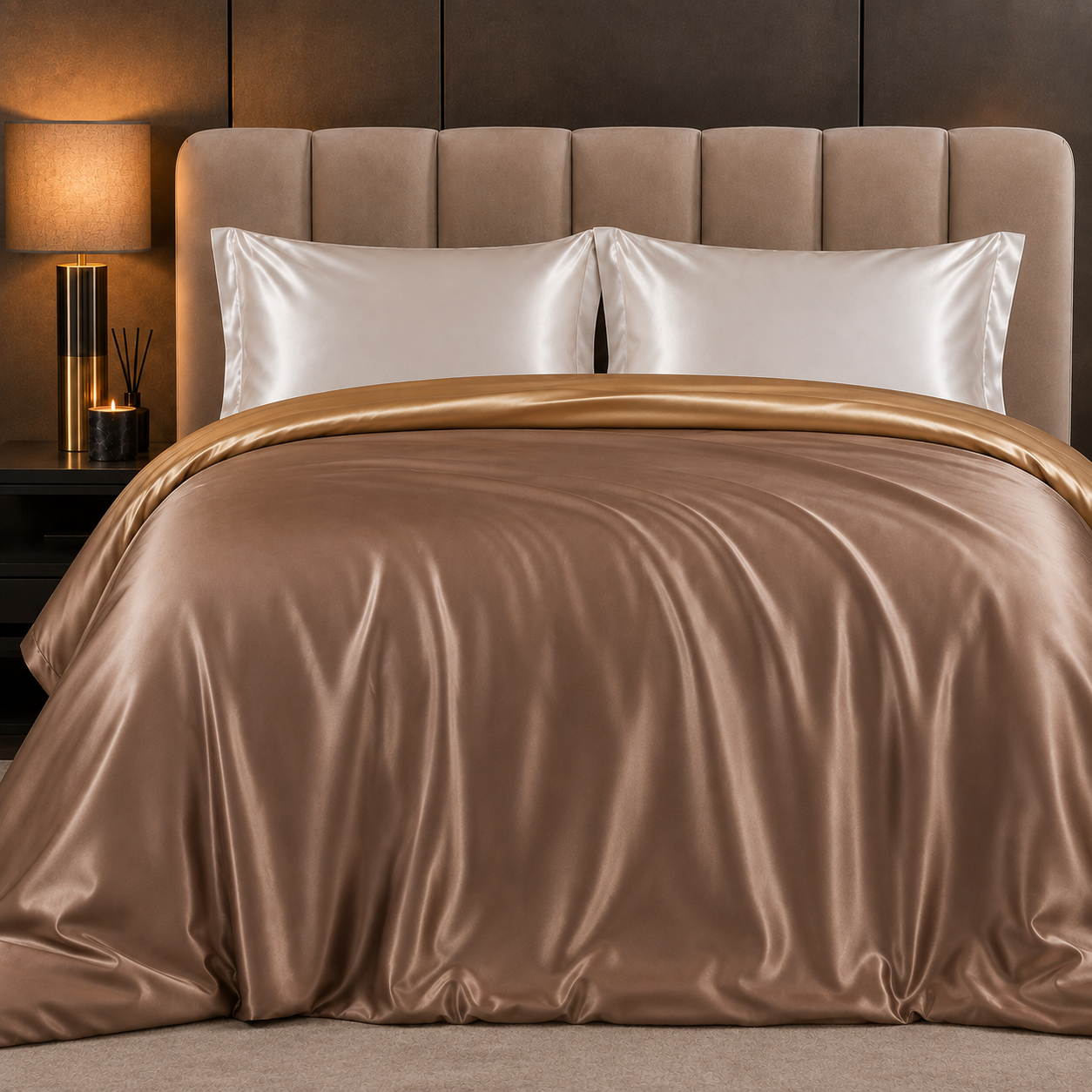 Mulberry Silk Duvet Cover — Soft Bronze And Bronze