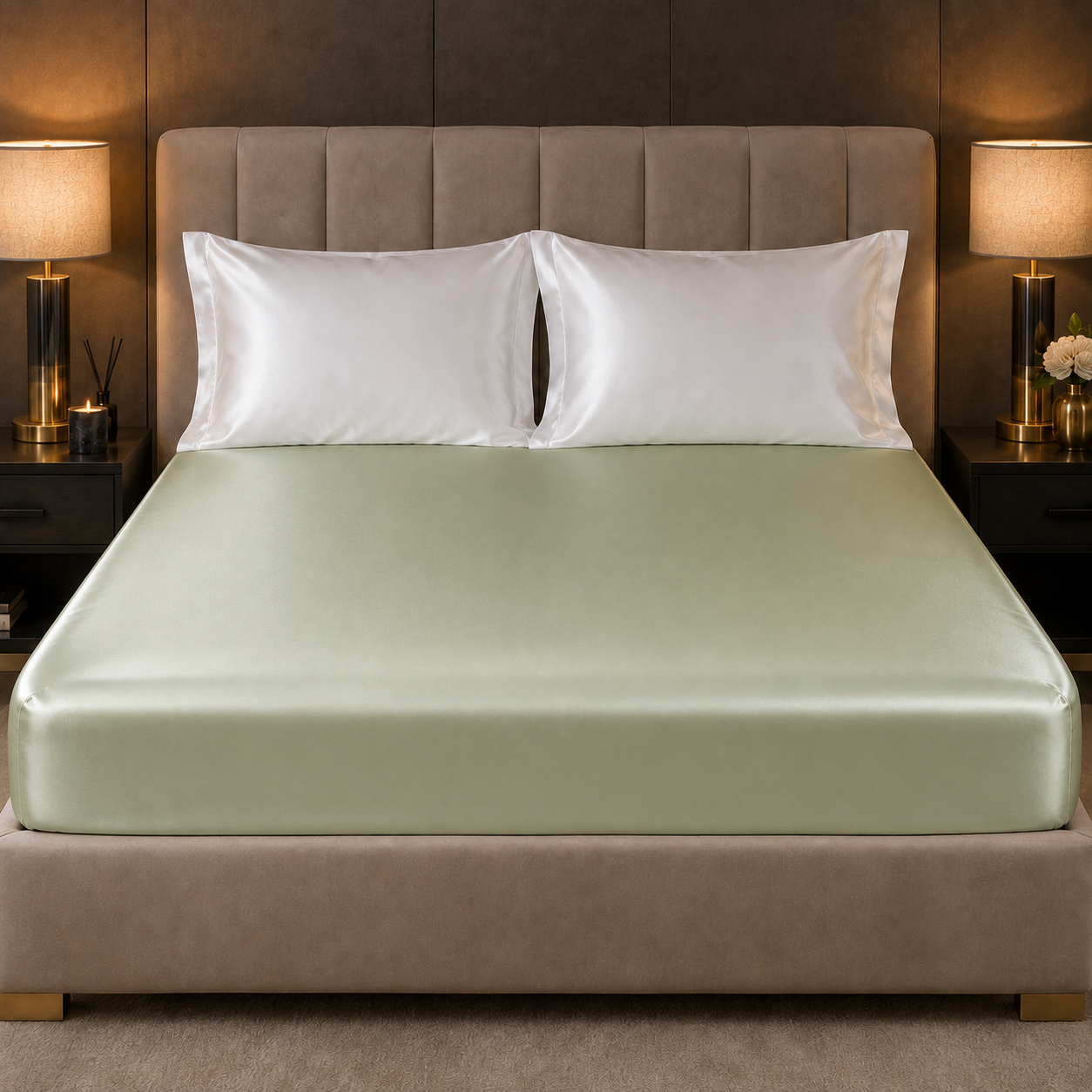 Mulberry Silk Fitted Sheet — Eucalyptus Pearl