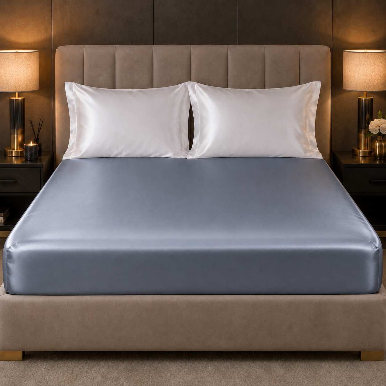 Mulberry Silk Fitted Sheet — Silver