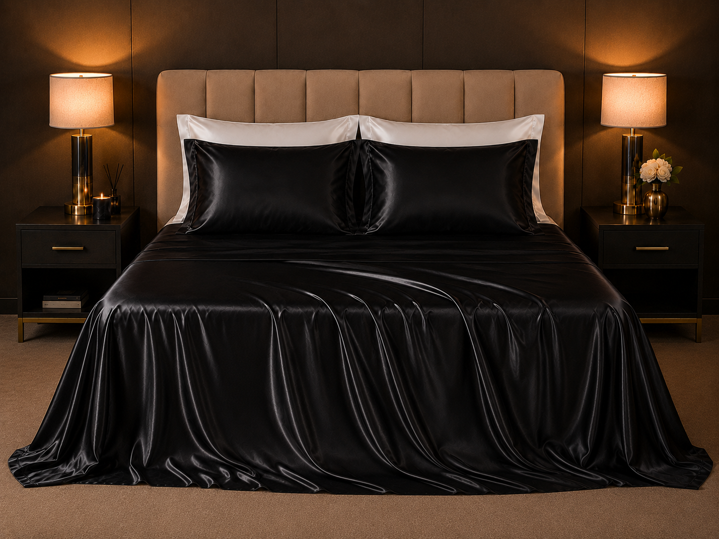 Mulberry Silk Flat Sheet — Midnight Black